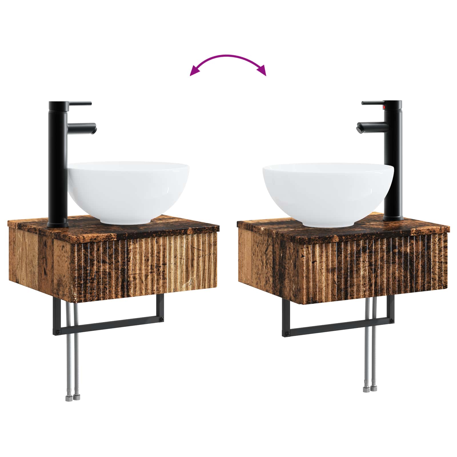 Set ormarića za kupaonicu 4 pcs Staro drvo 40 x 10,5 x 60,5 cm