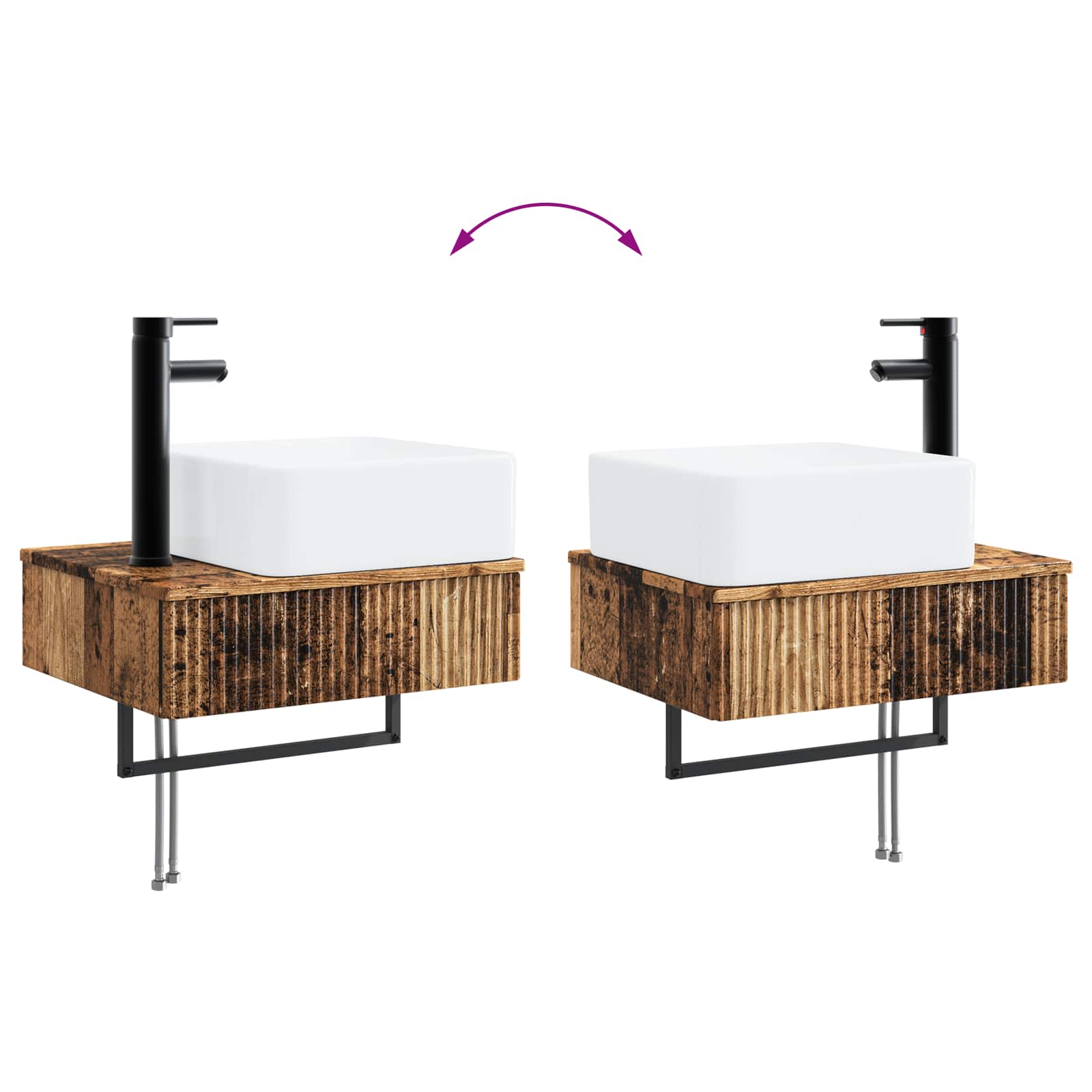Set namještaja za kupaonicu 4 pcs Staro drvo