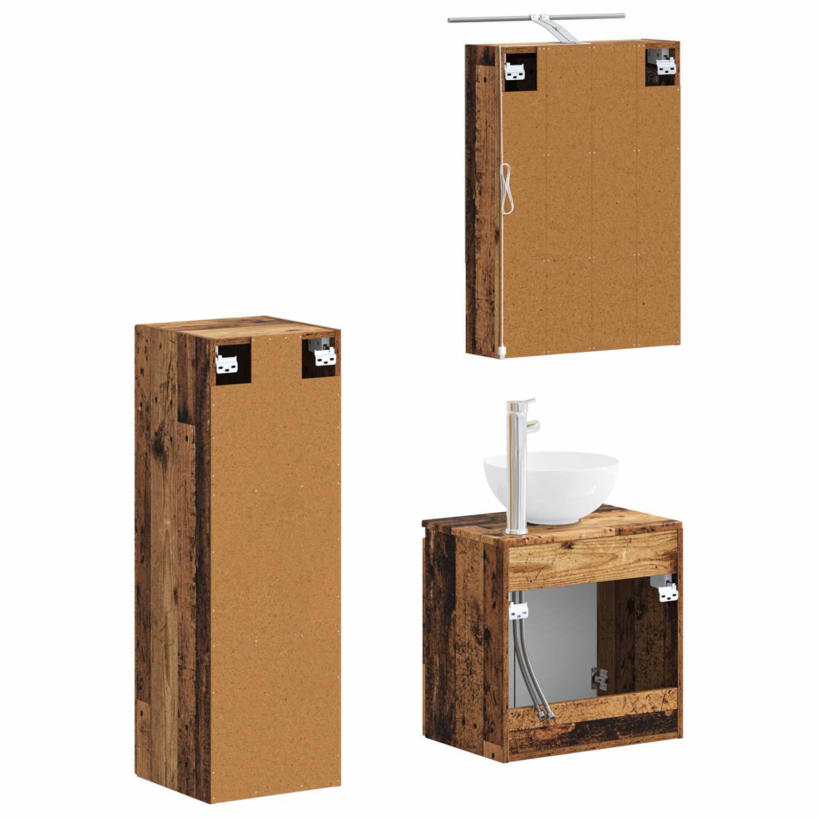 Set namještaja za kupaonicu 4 pcs Staro drvo