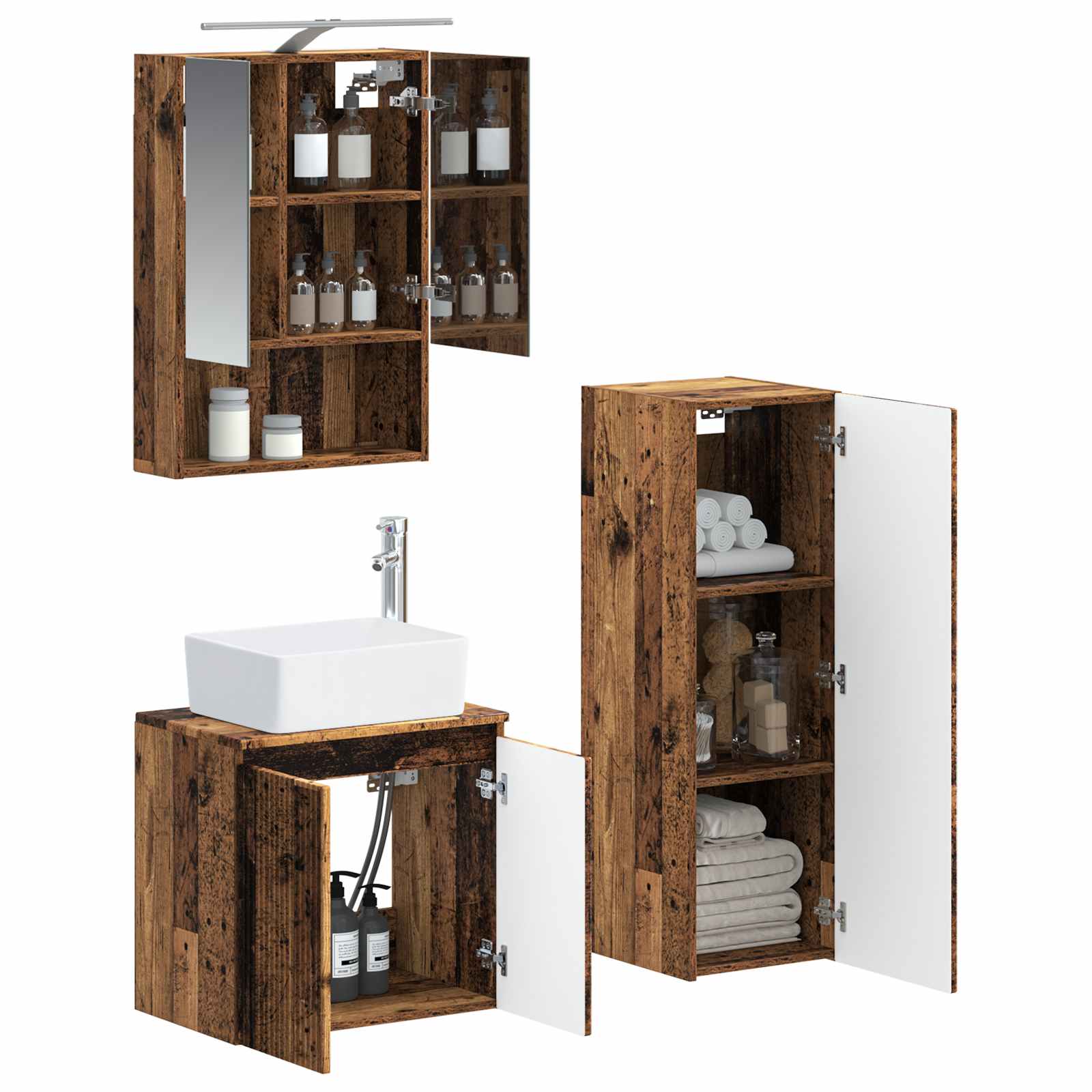 Set namještaja za kupaonicu 4 pcs Staro drvo