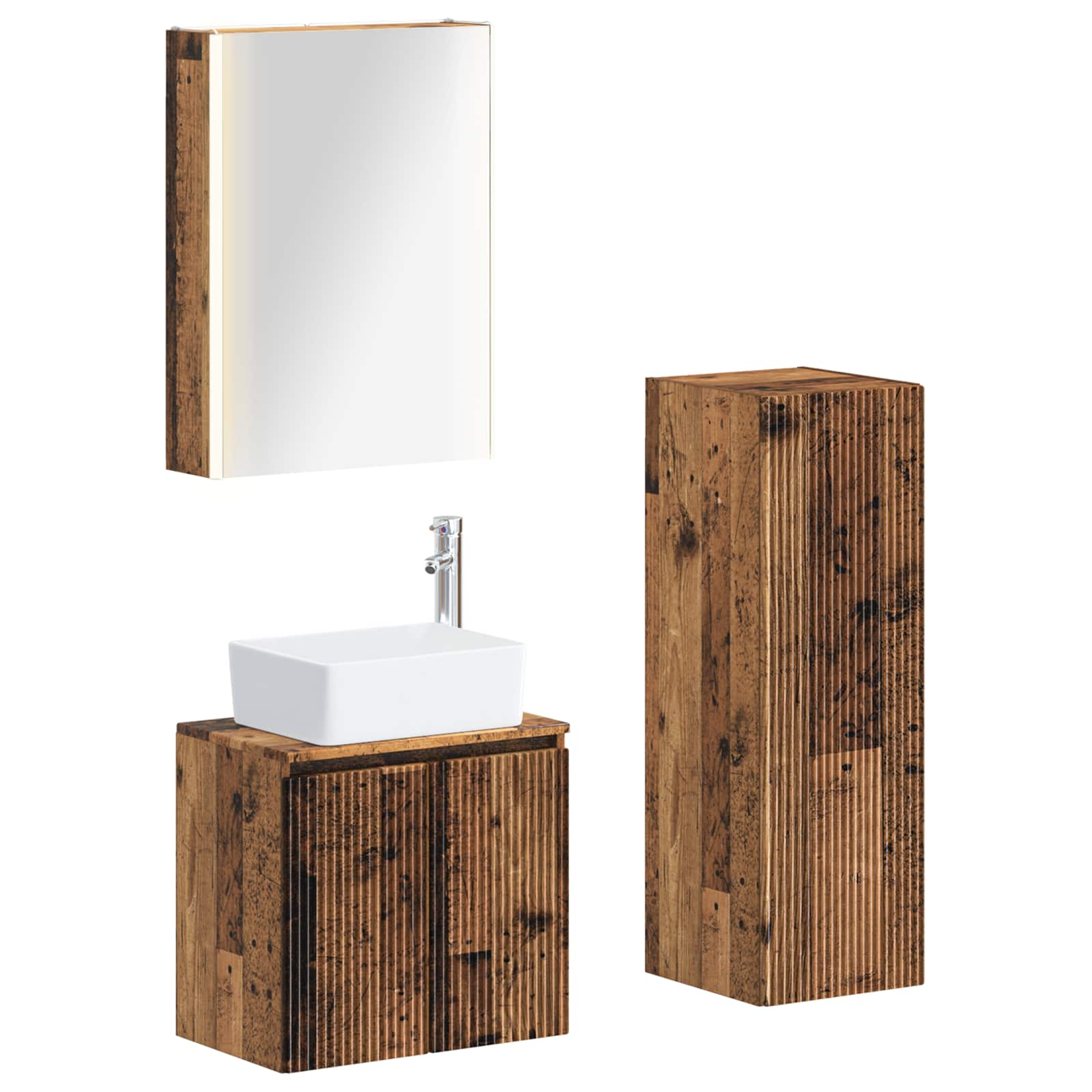 Set namještaja za kupaonicu 4 pcs Staro drvo