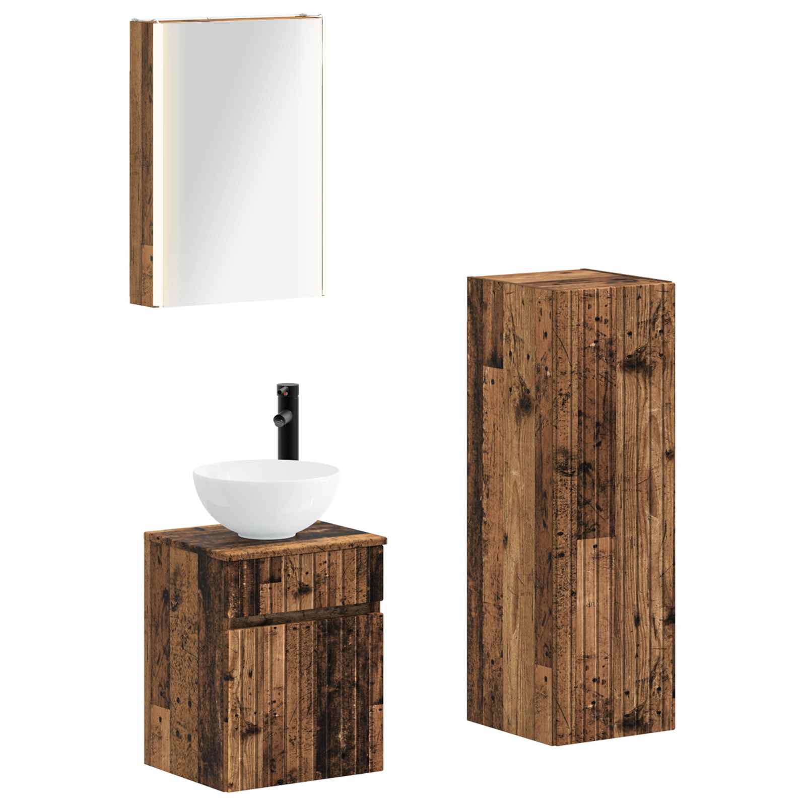 Set namještaja za kupaonicu 4 pcs Staro drvo