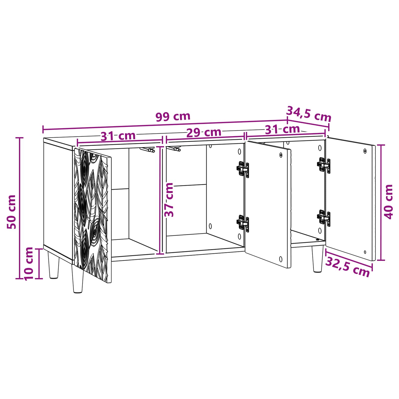TV ormar 99 x 34,5 x 50 cm Siva Sonoma Konstruirano drvo