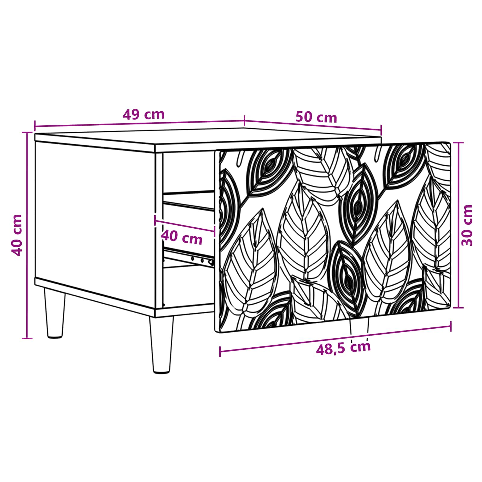 Kava Stol Crna 50 x 49 x 40 cm Konstruirano drvo