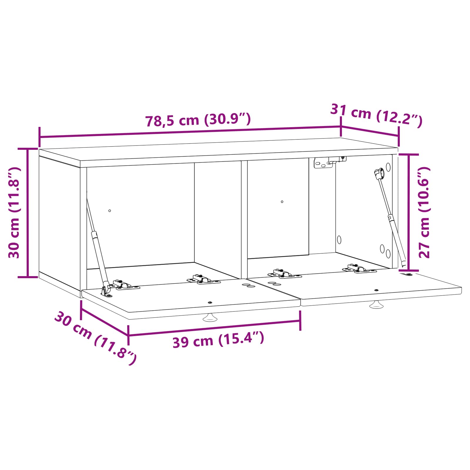 TV ormar za zid Bijela 78,5 x 31 x 30 cm Konstruirano drvo