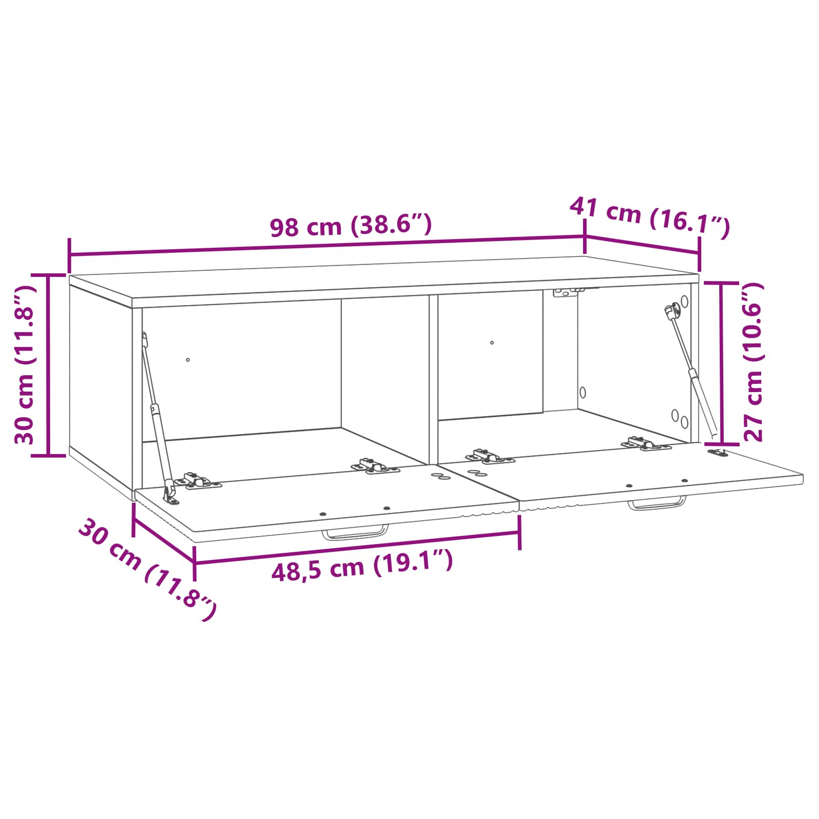 TV ormar za zid Zidne Bijela 98 x 41 x 30 cm Konstruirano drvo