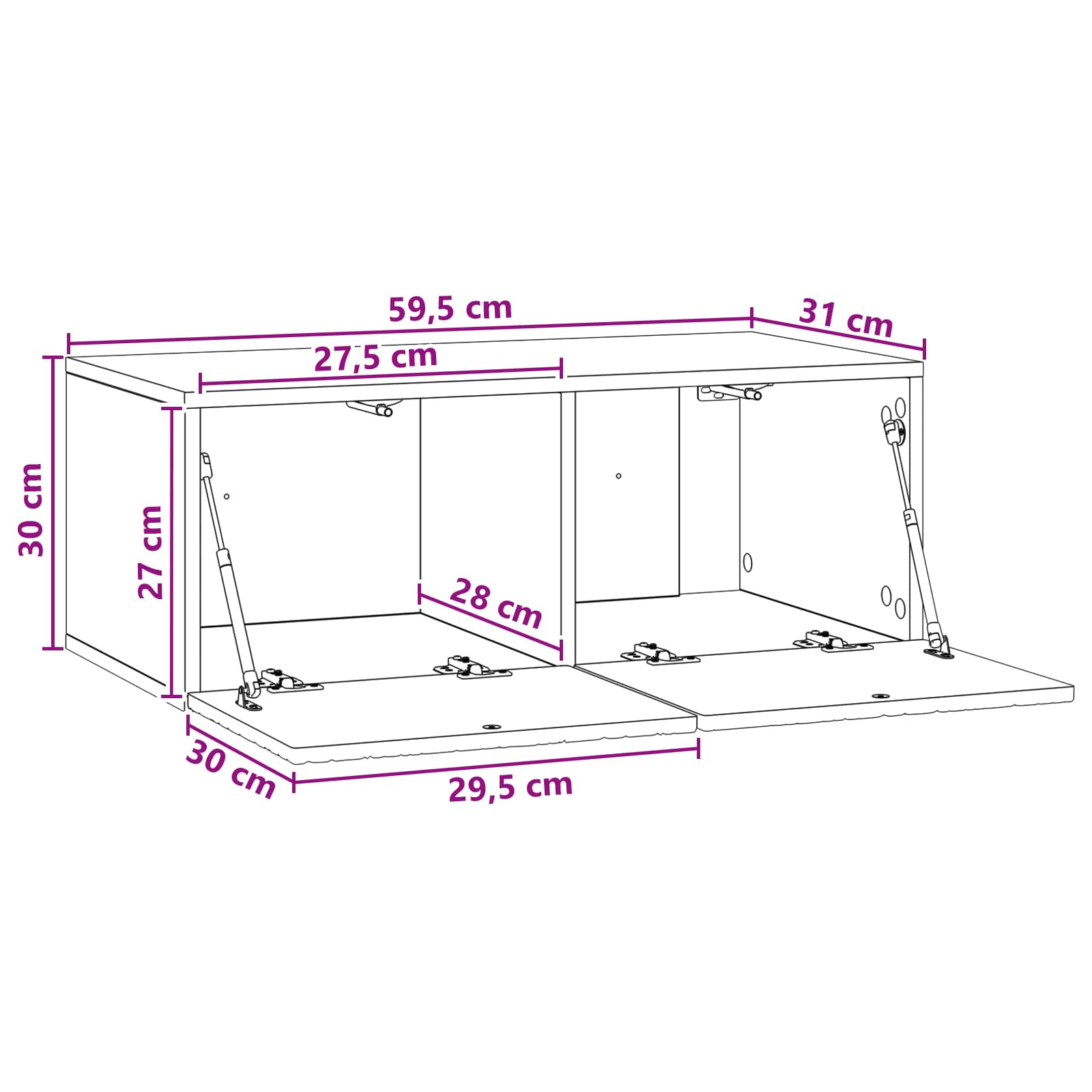 TV ormar za zid 59,5 x 31 cm Bijela Konstruirano drvo Zidne