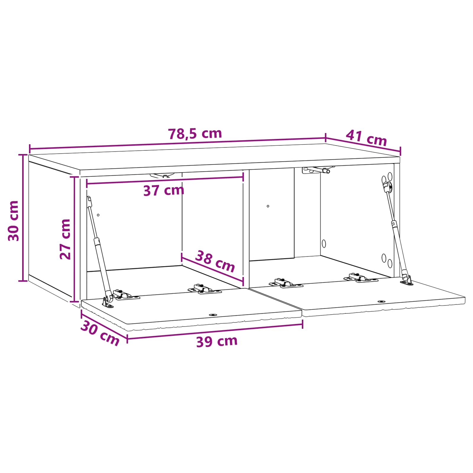 TV ormar za zid 78,5 x 31 cm Bijela visokog sjaja