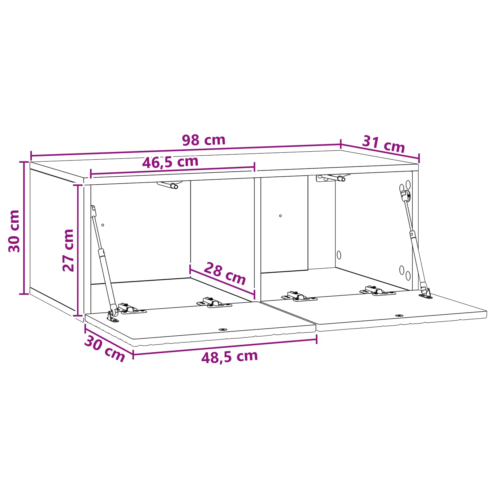 TV ormar za zid 98 x 31 cm Siva Sonoma Konstruirano drvo Zidne