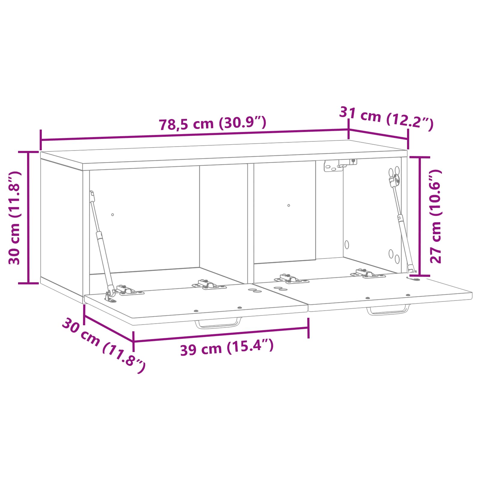 TV ormar za zid Bijela 78,5 x 31 x 30 cm Konstruirano drvo