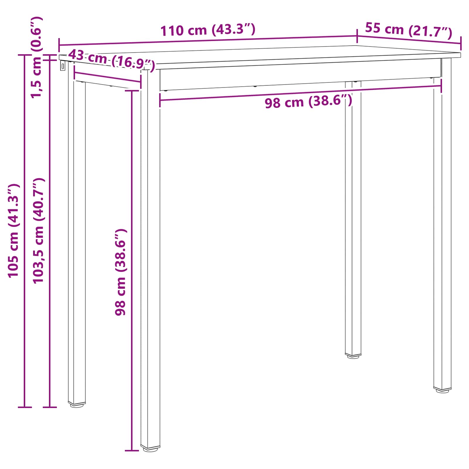 Stol za bar Bijelo 110 x 55 x 105 cm Čvrsto borovo drvo
