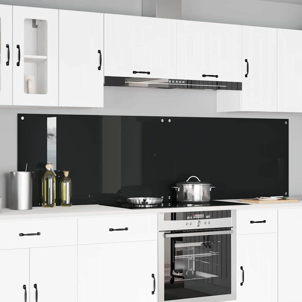 Kuhinjski zid 2 pcs Crna 110 x 60 cm Staklo otporno na udarce