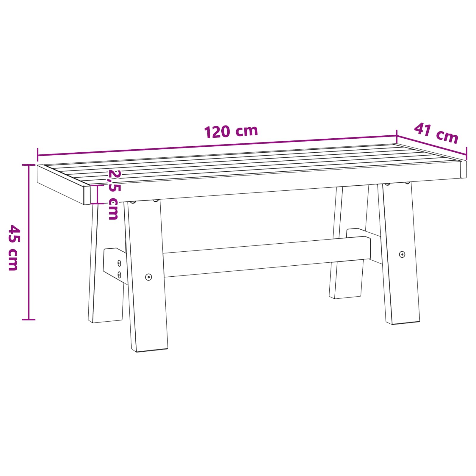 Klupa za blagovanje NOAIN 120 x 41 x 45 cm Masivna borovina