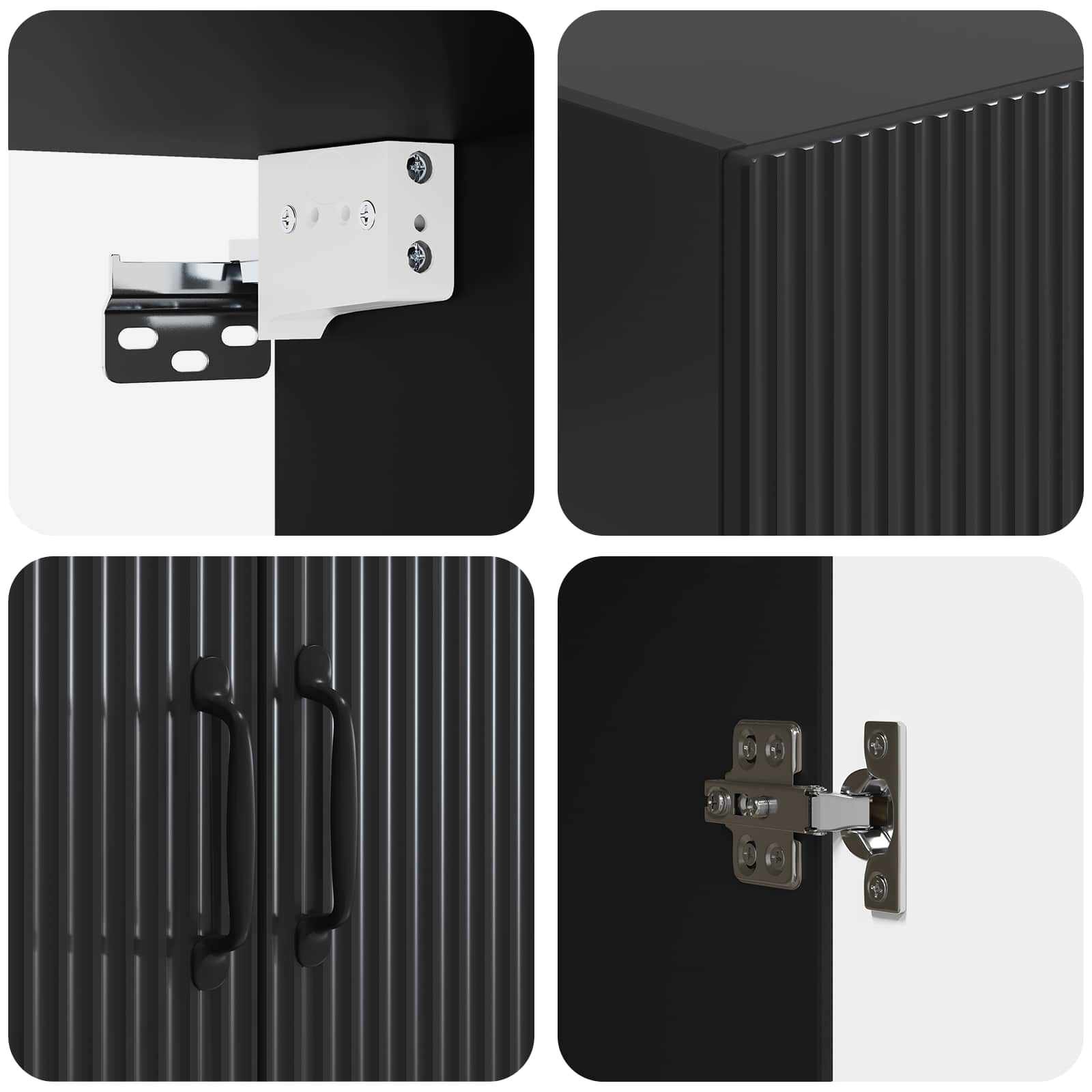 Set ormara 2 pcs Crna Konstruirano drvo
