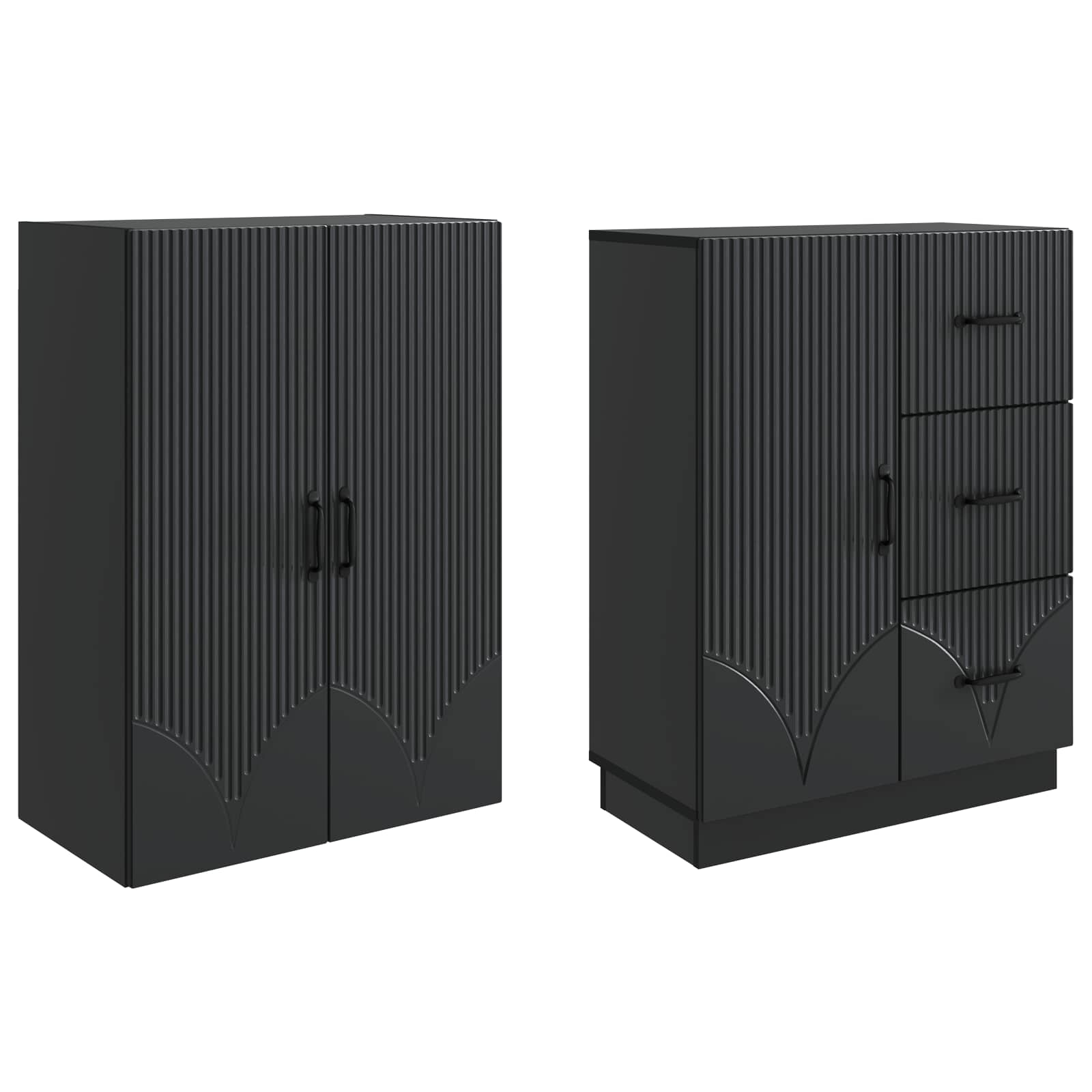 Set ormara 2 pcs Crna Konstruirano drvo