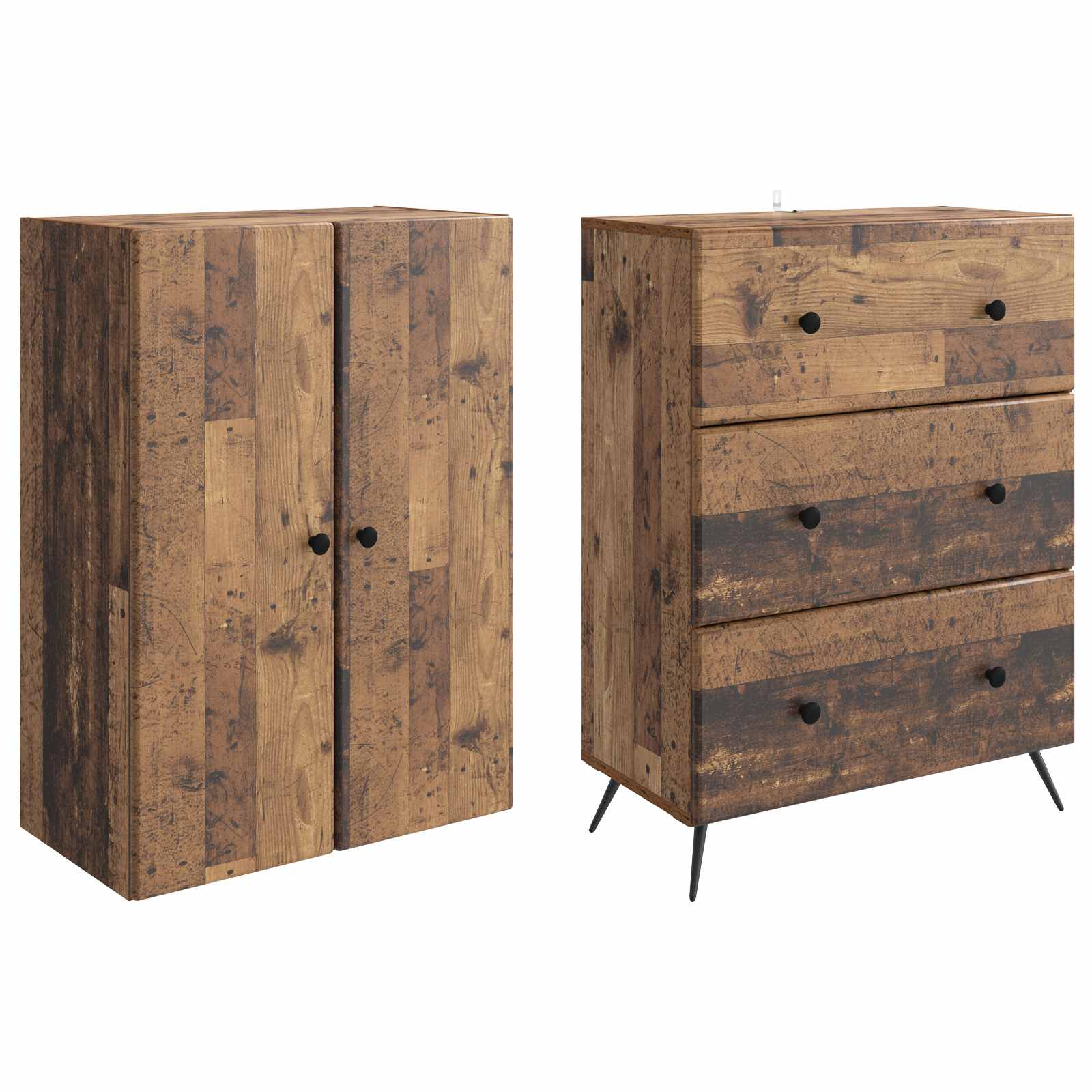 Set ormara 2 pcs Staro drvo 66 x 34,5 x 90 cm Konstruirano drvo
