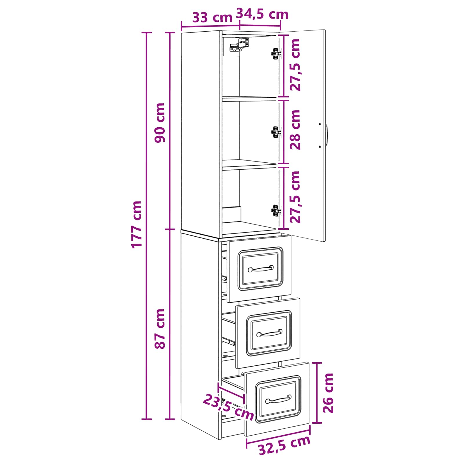 Set ormara 2 pcs Betonska siva 33 x 34,5 x 87 cm