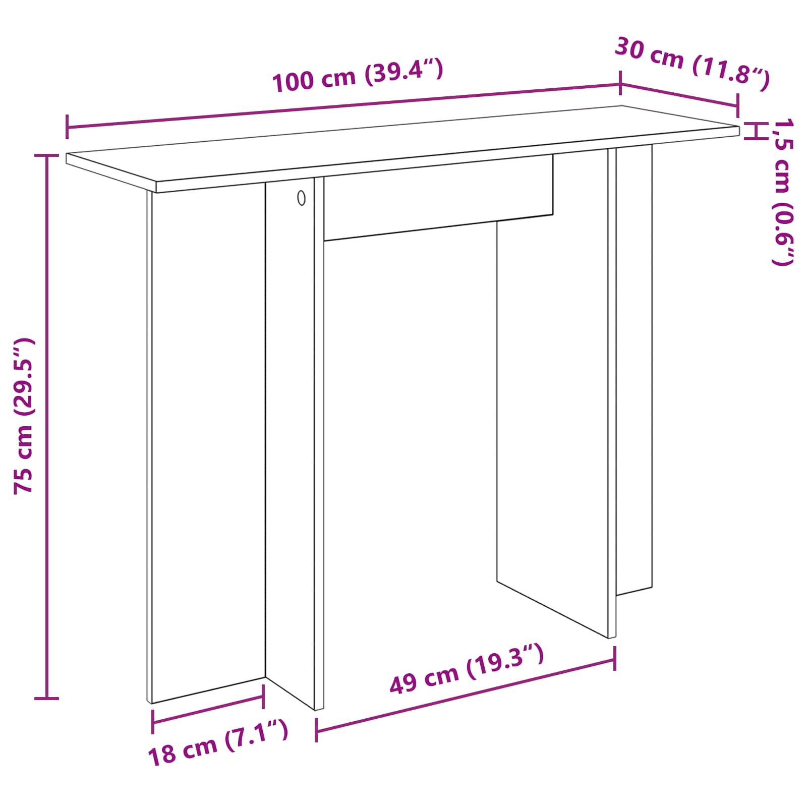 Konzolni stol Staro drvo 100 x 30 x 75 cm Konstruirano drvo