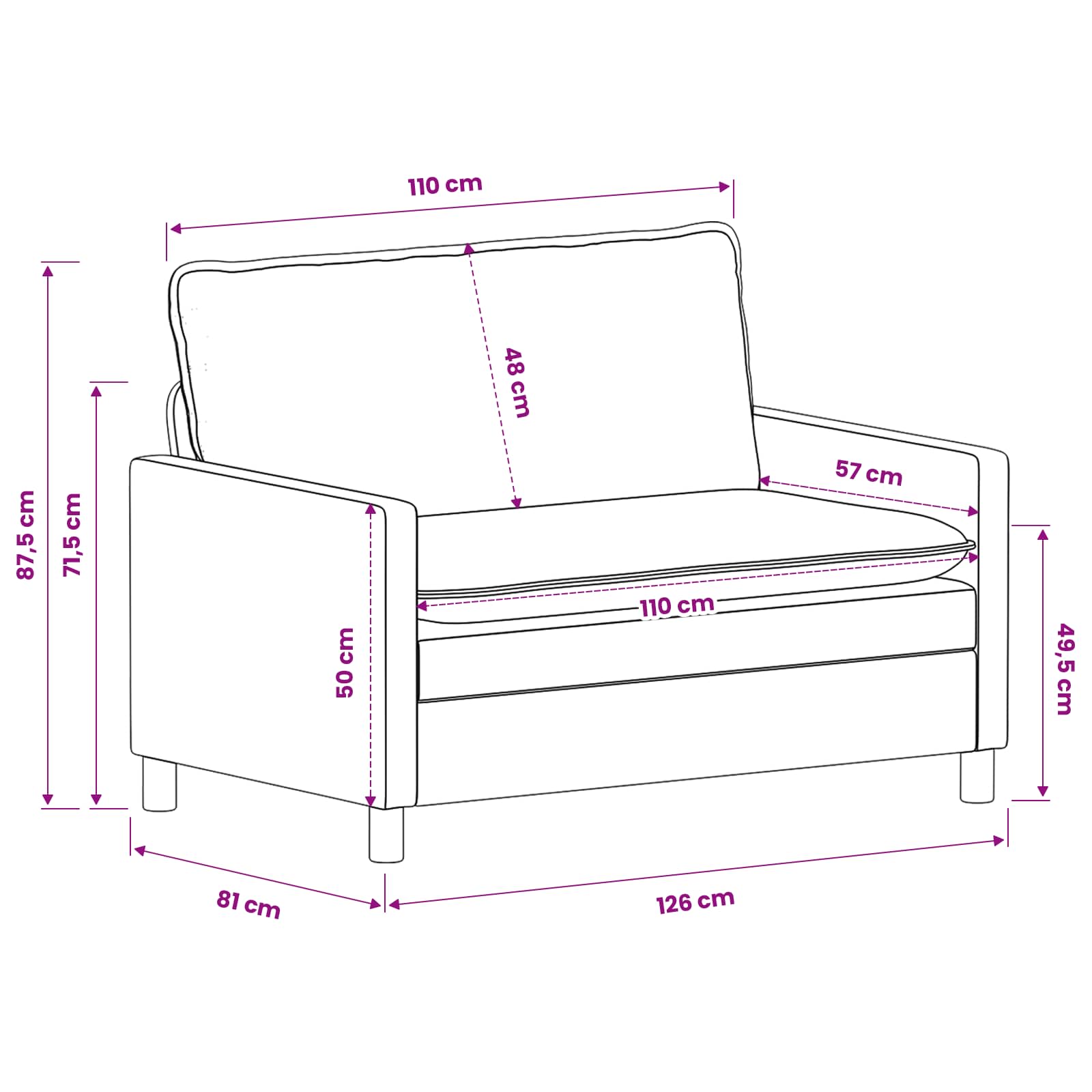 Set sofe 2 pcs Sivosmeđa Poliester