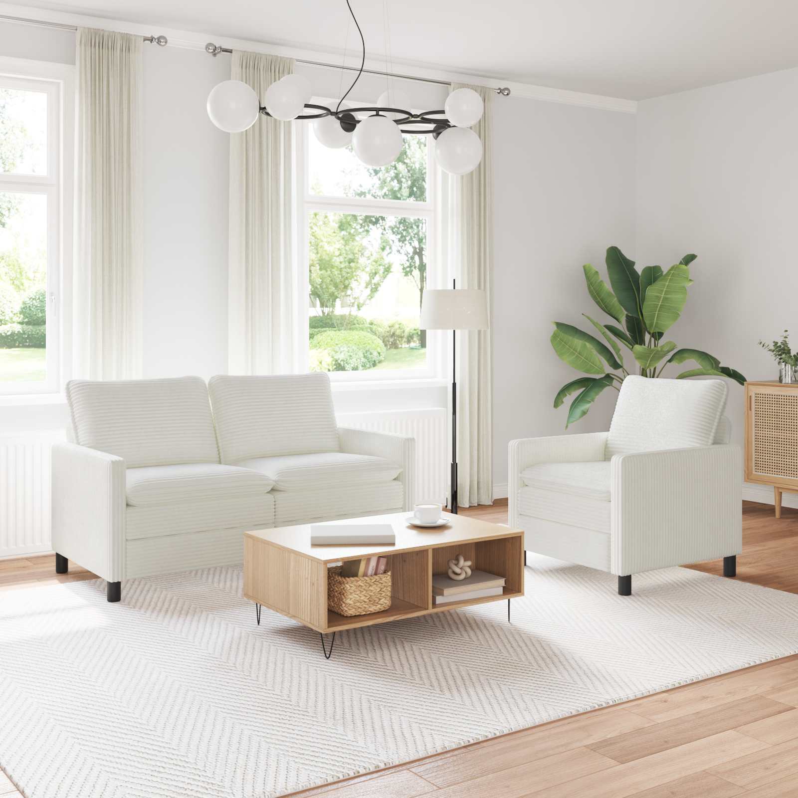 Set sofe 2 pcs Krem Poliester