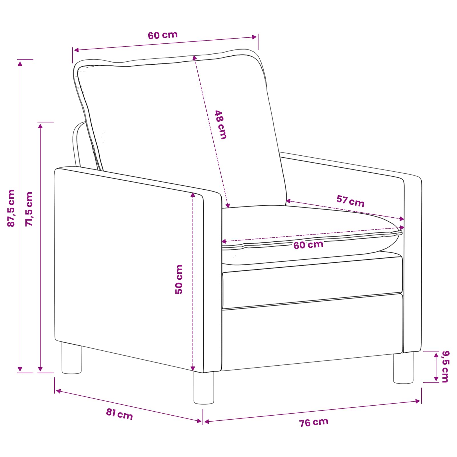 Sofa Krem 76 x 81 x 87,5 cm Poliester