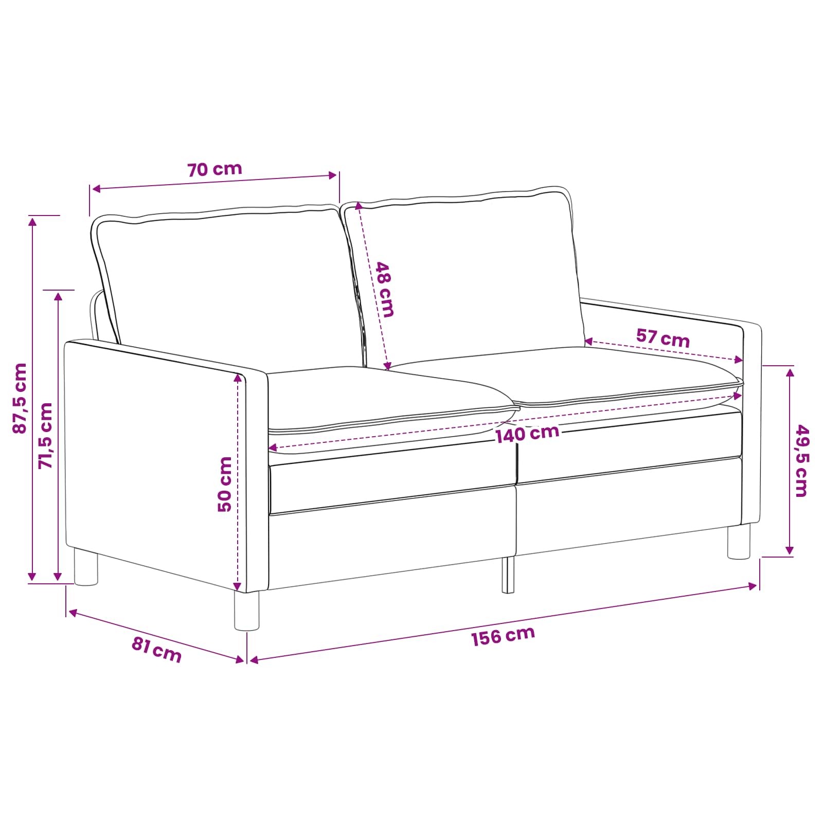 Sofa Svjetlosiva 156 x 81 x 87,5 cm Poliester