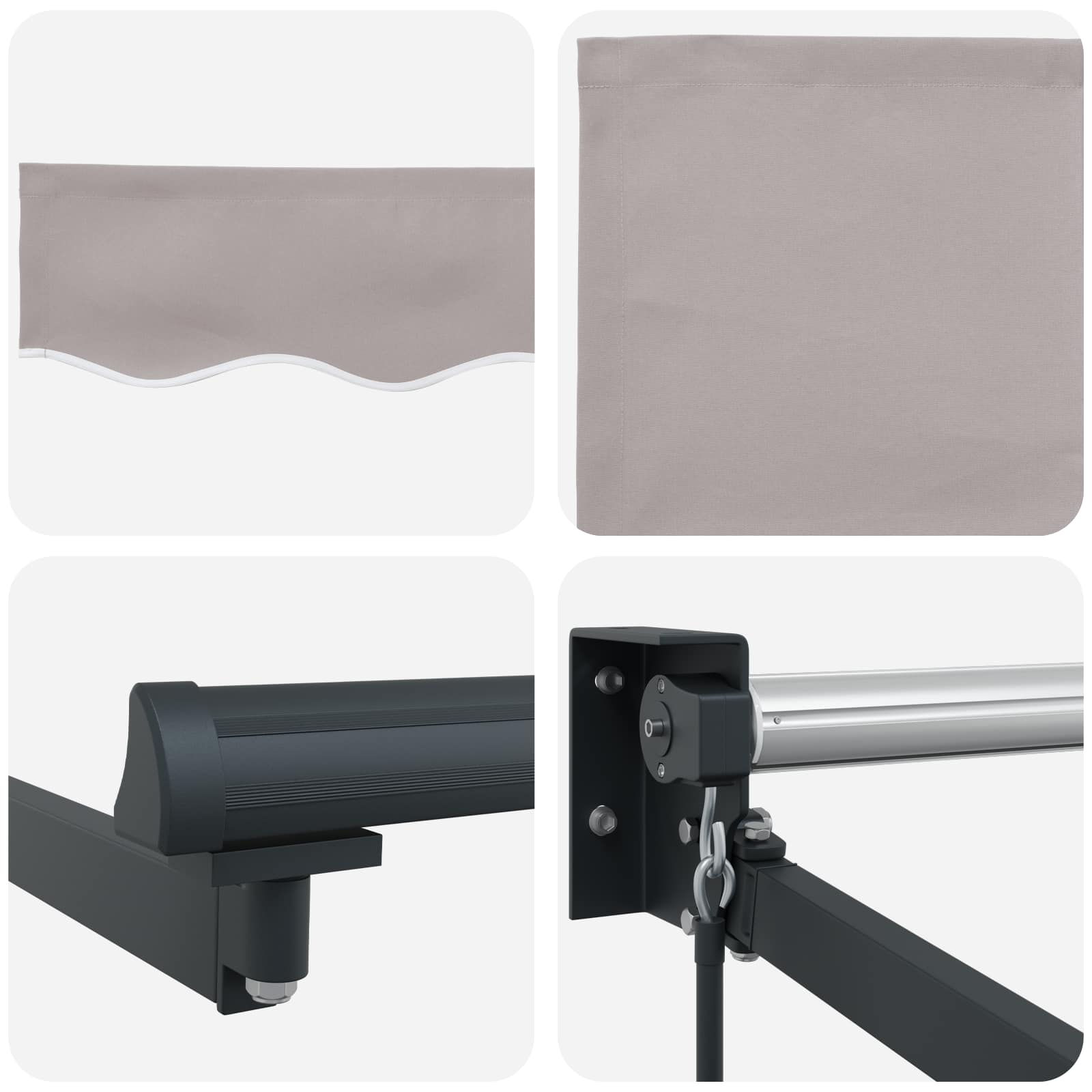 Povlačivi tende Svjetlosiva 3 x 2 m 100% Poliester i Aluminij