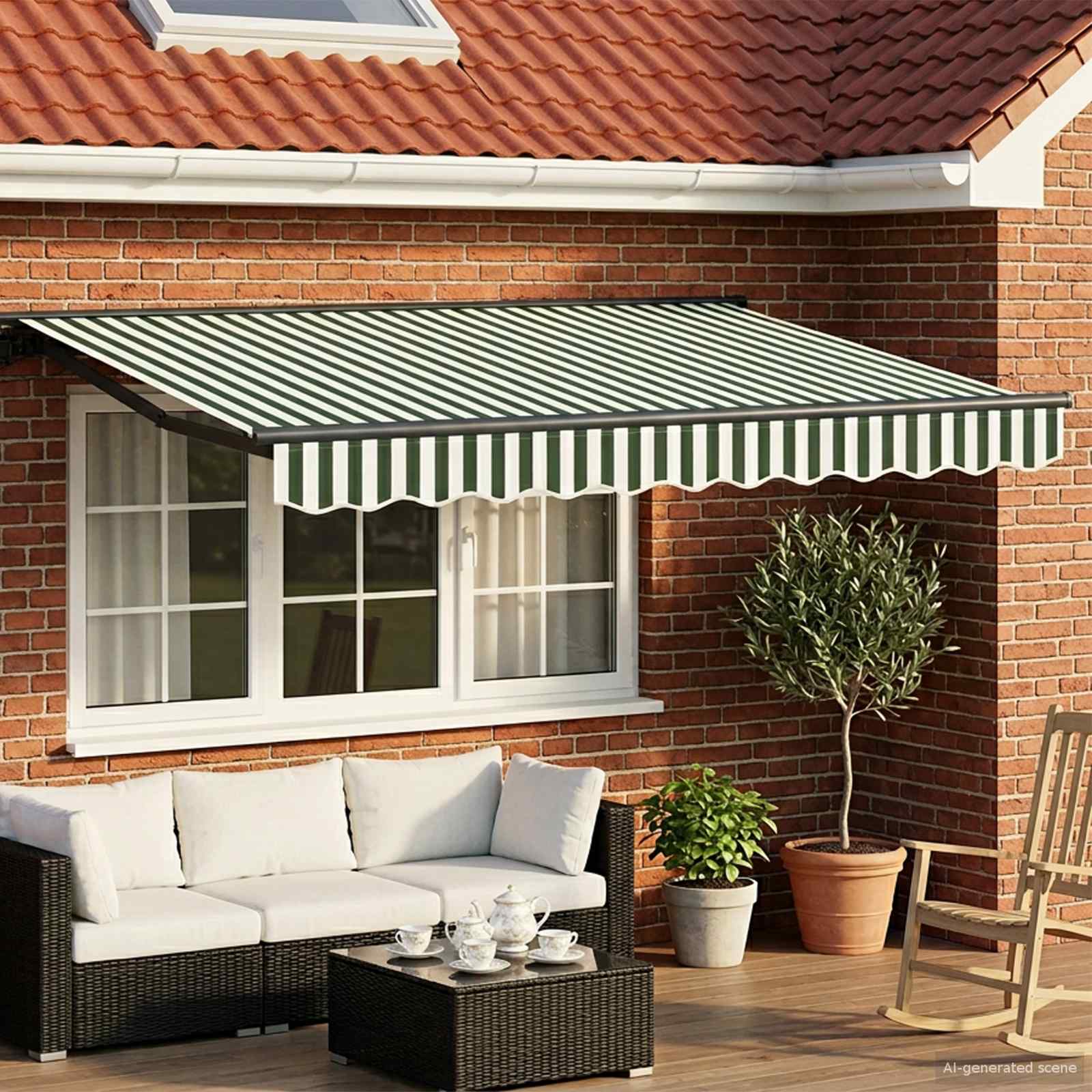 Ručno sklopiva tenda Zelena i bijela 3,5 x 2 m