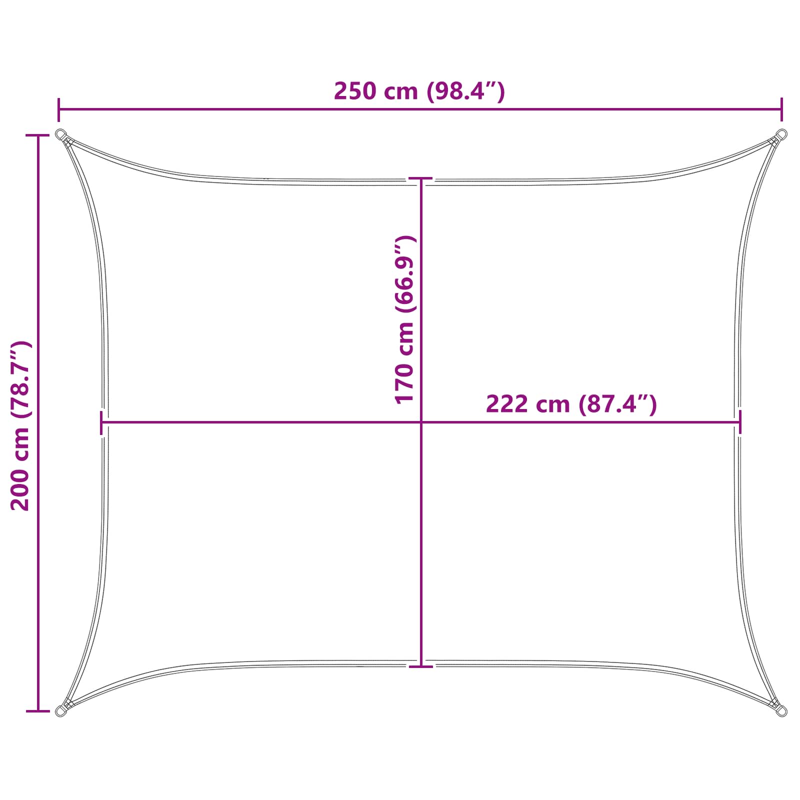Jedro za sunce Svijetlo siva i bijela. 2 x 2,5 m