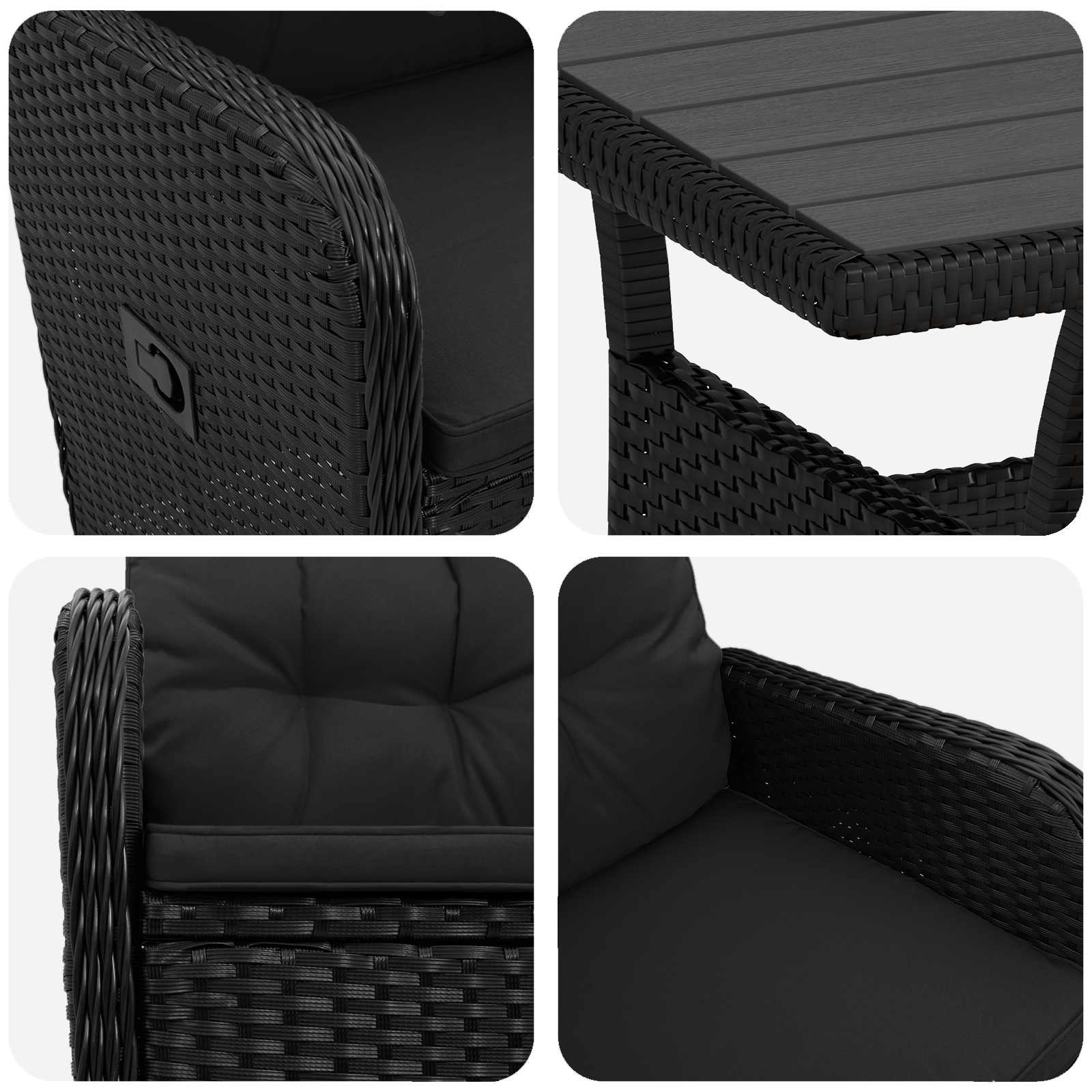 Vanjski set za objedovanje 5 pcs Crna poliratan