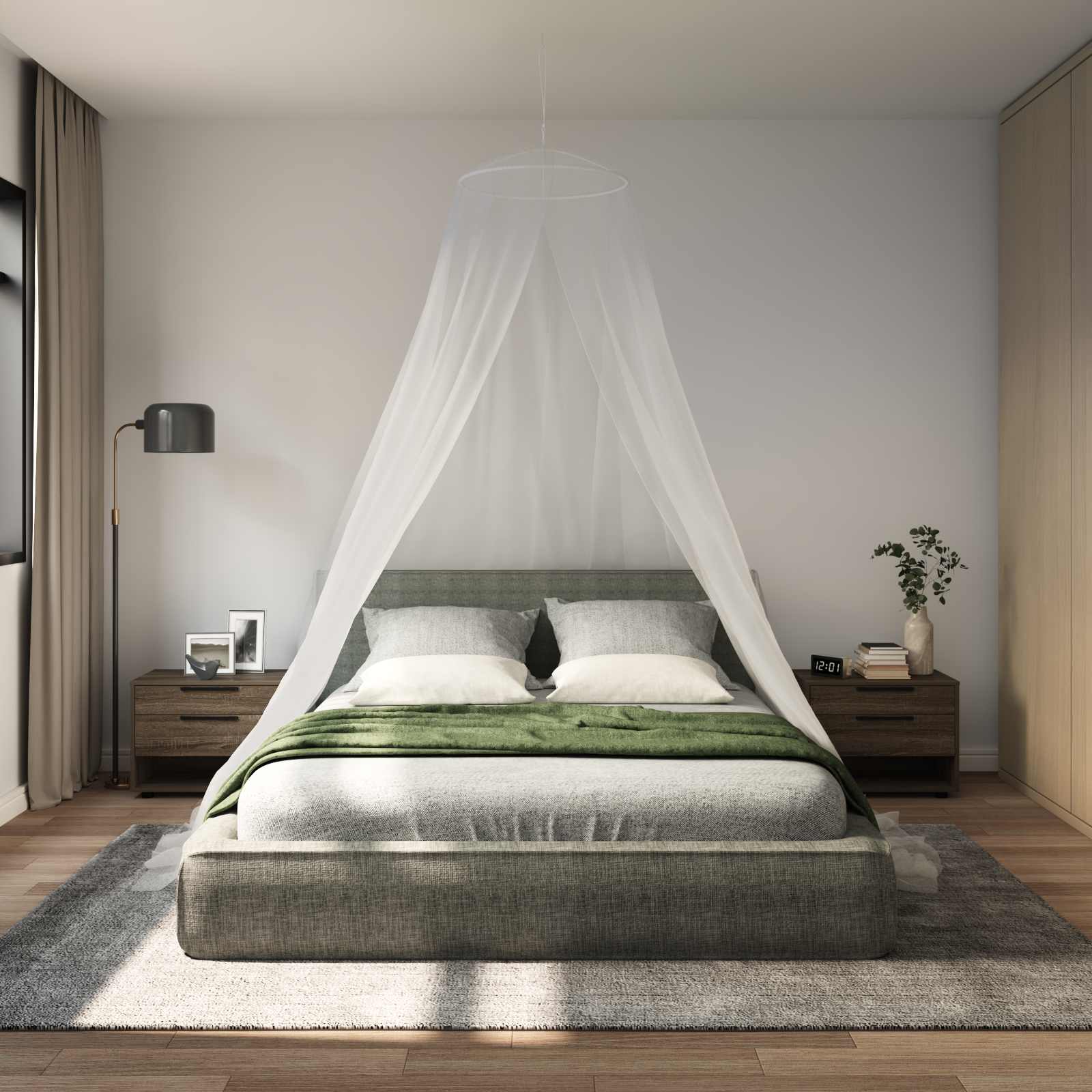 Mreža za komarce za krevet 3 pcs 156 mesh Bijela Ø56 x 220 cm