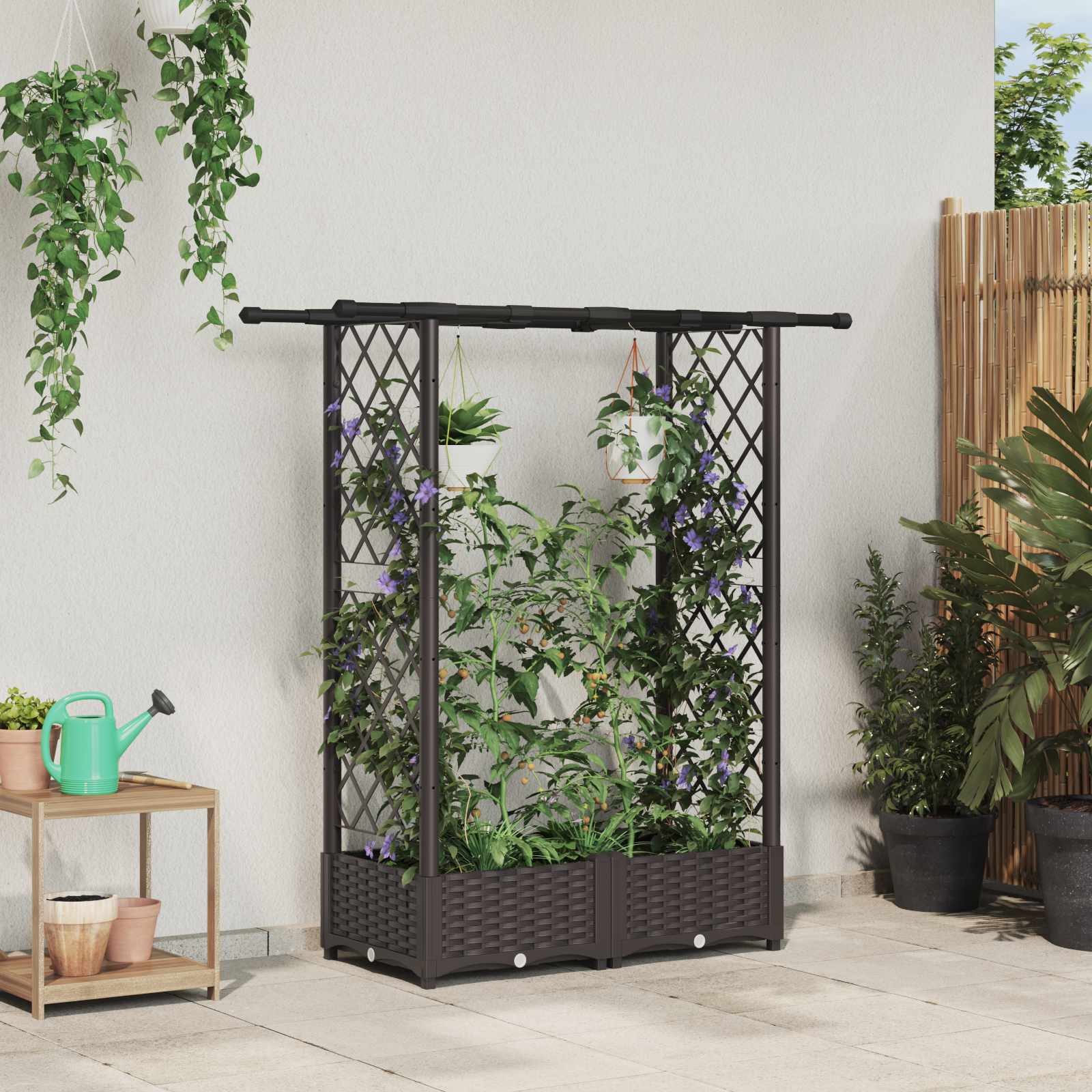 Povišeni krevet s mrežom i krovom Smeđa 122,5 x 40 x 123 cm PP