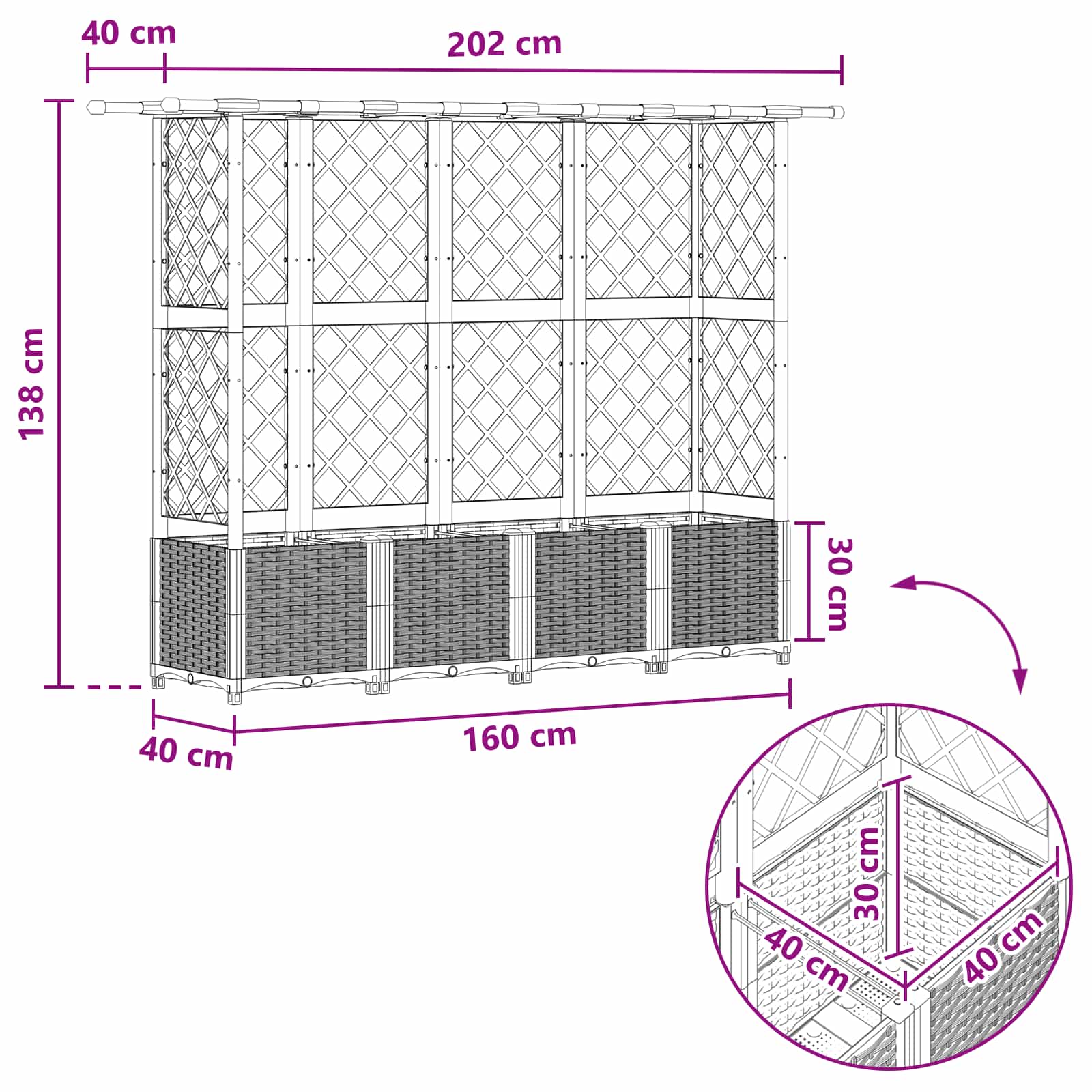 Povišeni krevet s mrežom i krovom Crna 202 x 40 x 138 cm PP