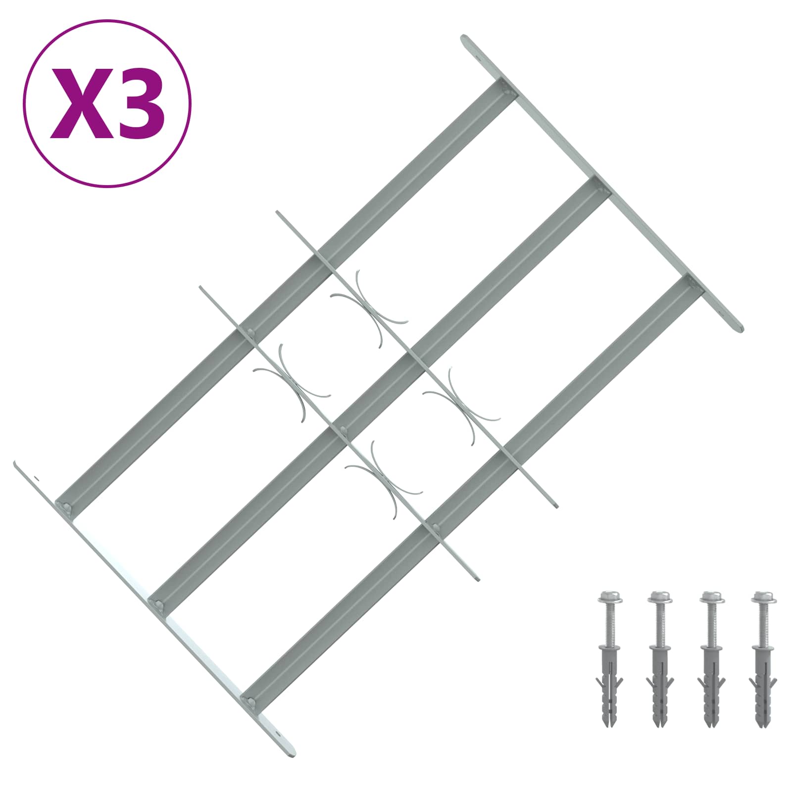 Sigurnosna rešetka za prozore s 3 poprečna okvira 3 pcs