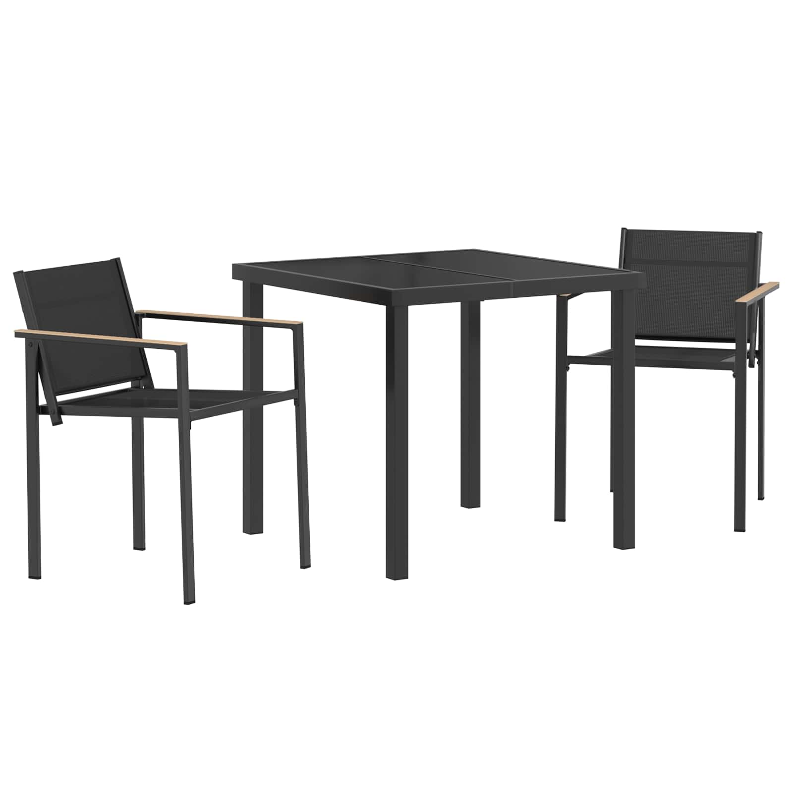 Set vanjskog namještaja 3 pcs Crna i antracit 80 x 80 x 73 cm