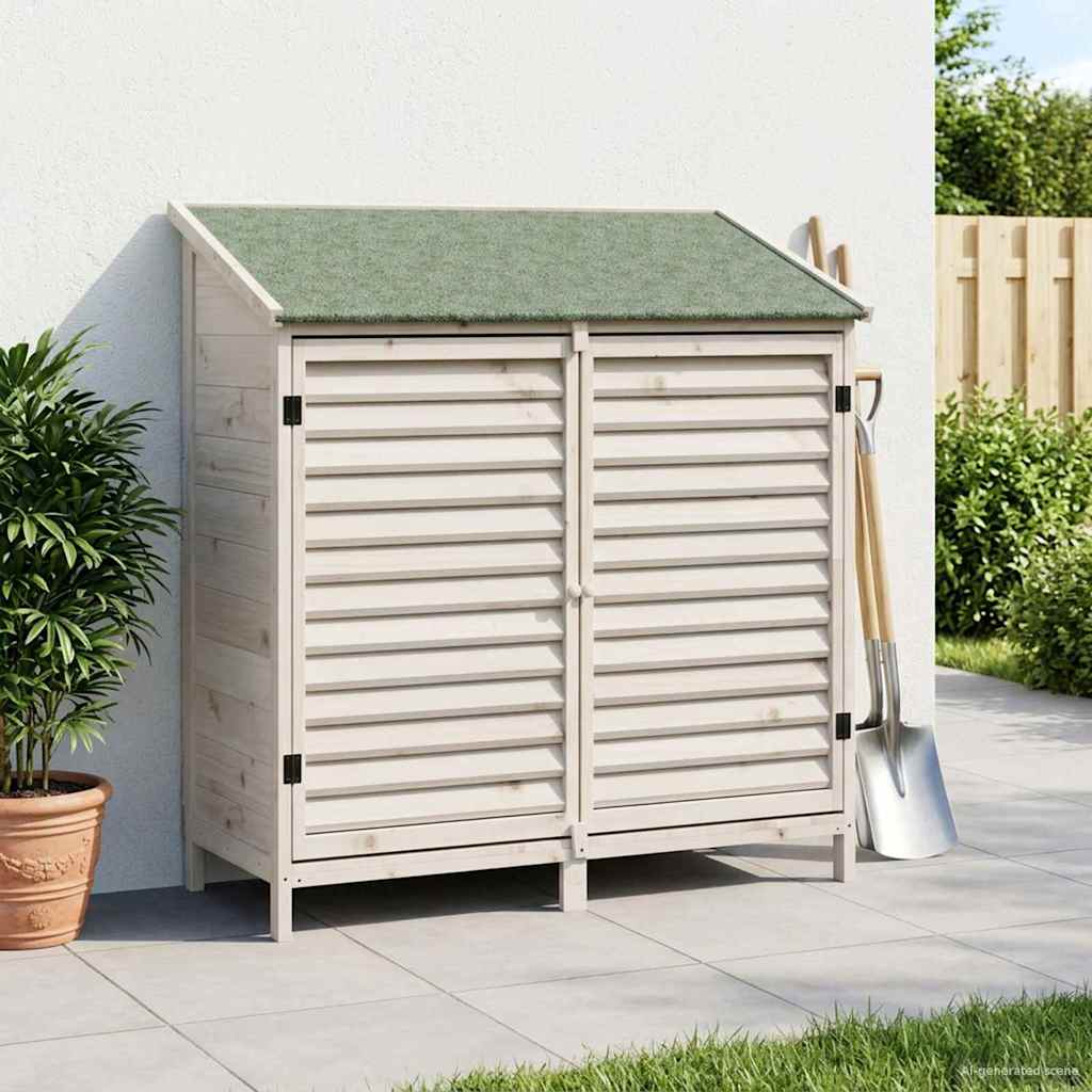Vrtna Šupa s krovom Bijela 106 x 56 x 113,5 cm Čvrsto drvo jele