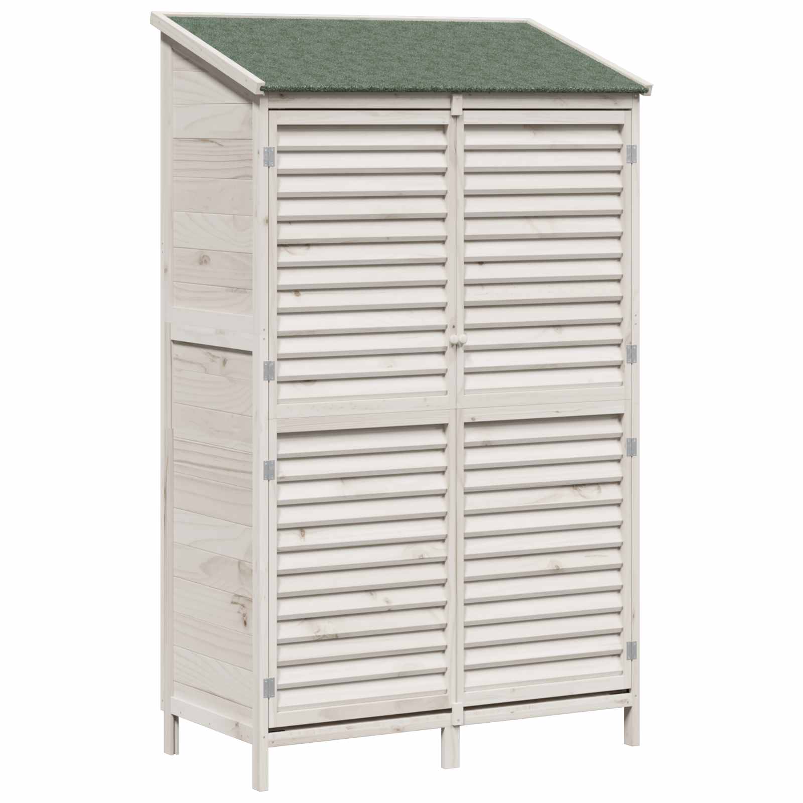 Vrtna Šupa s krovom Bijela 106 x 56 x 176,5 cm Čvrsto drvo jele