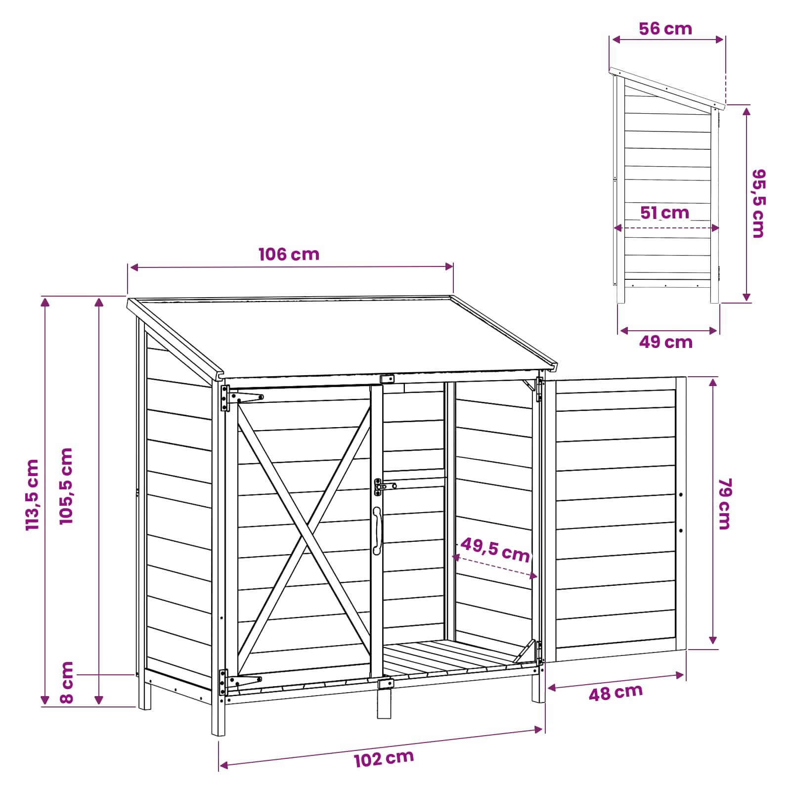 Vrtna Šupa Prirodna 106 x 56 x 113,5 cm Čvrsto drvo jele