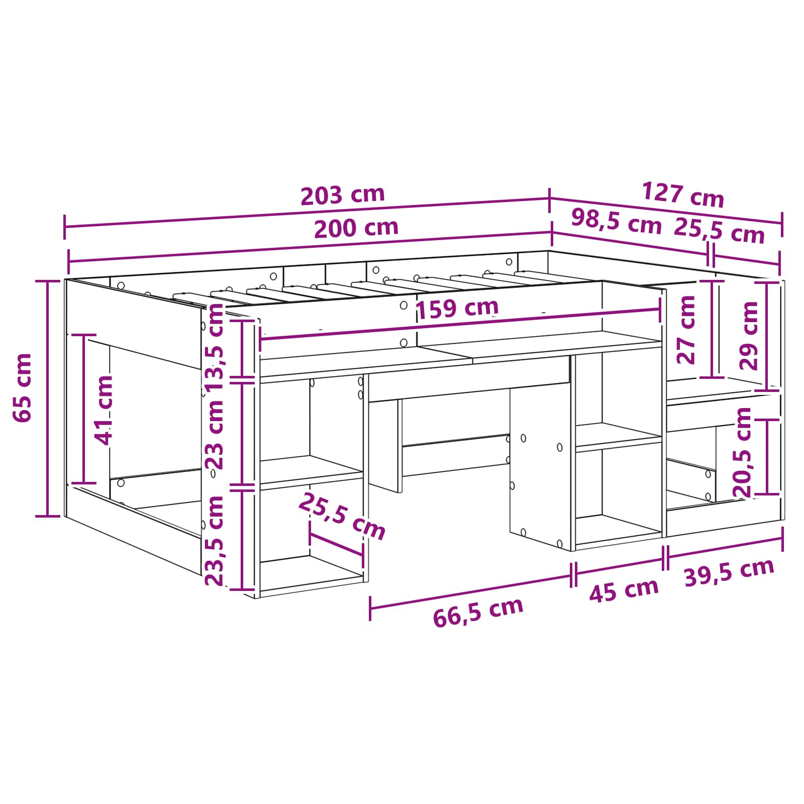 Krevet za djecu s ladicama Siva Sonoma 98.5 x 200 cm