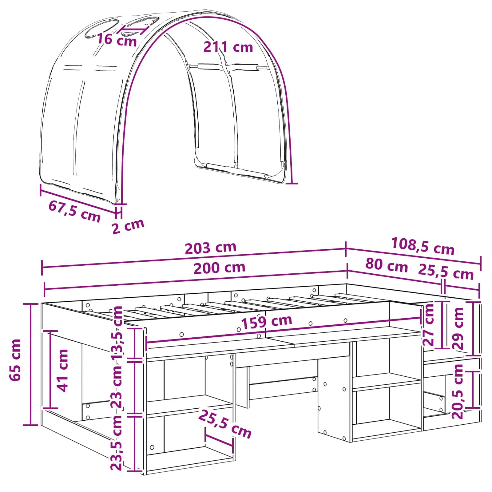 Krevet s Tunnels 4 pcs Bijela i svjetloplava Konstruirano drvo