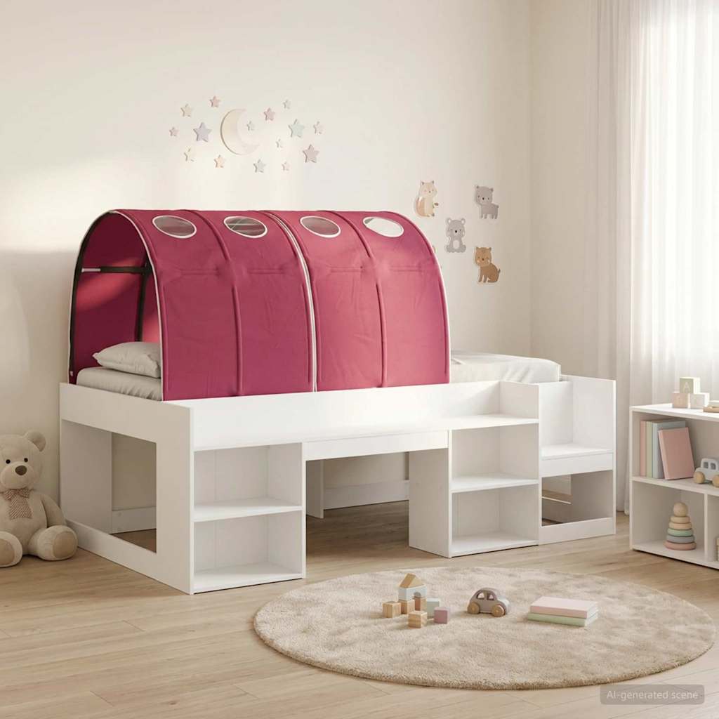 Krevet s tunelom 3 pcs Bijela i crvena Konstruirano drvo