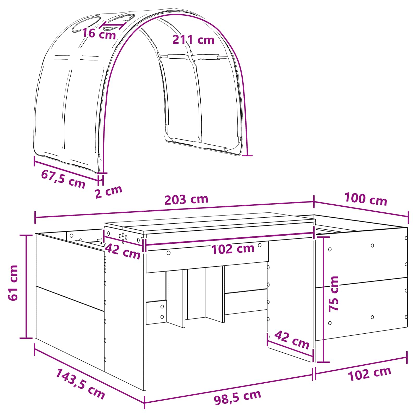 Krevet s Tunnels 4 pcs Bijela i svjetloplava Konstruirano drvo