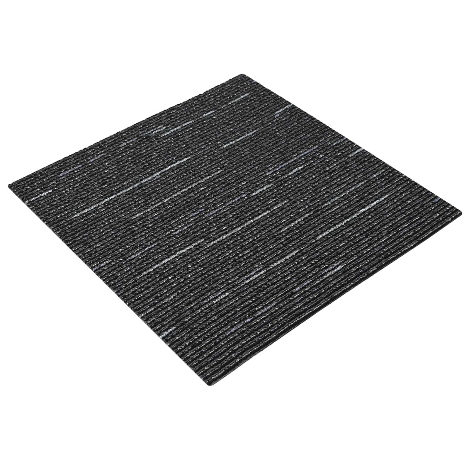 Tepih pločica Prugasta Crna 50 x 50 cm 36 pcs PP i bitumen