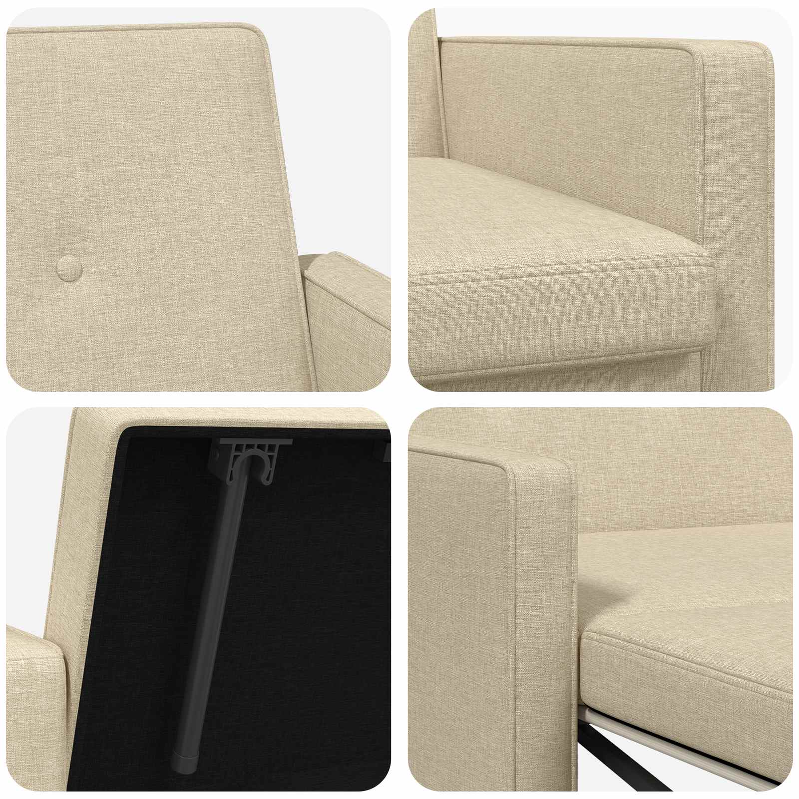 Krevet-sofa na razvlačenje Krem Tkanina