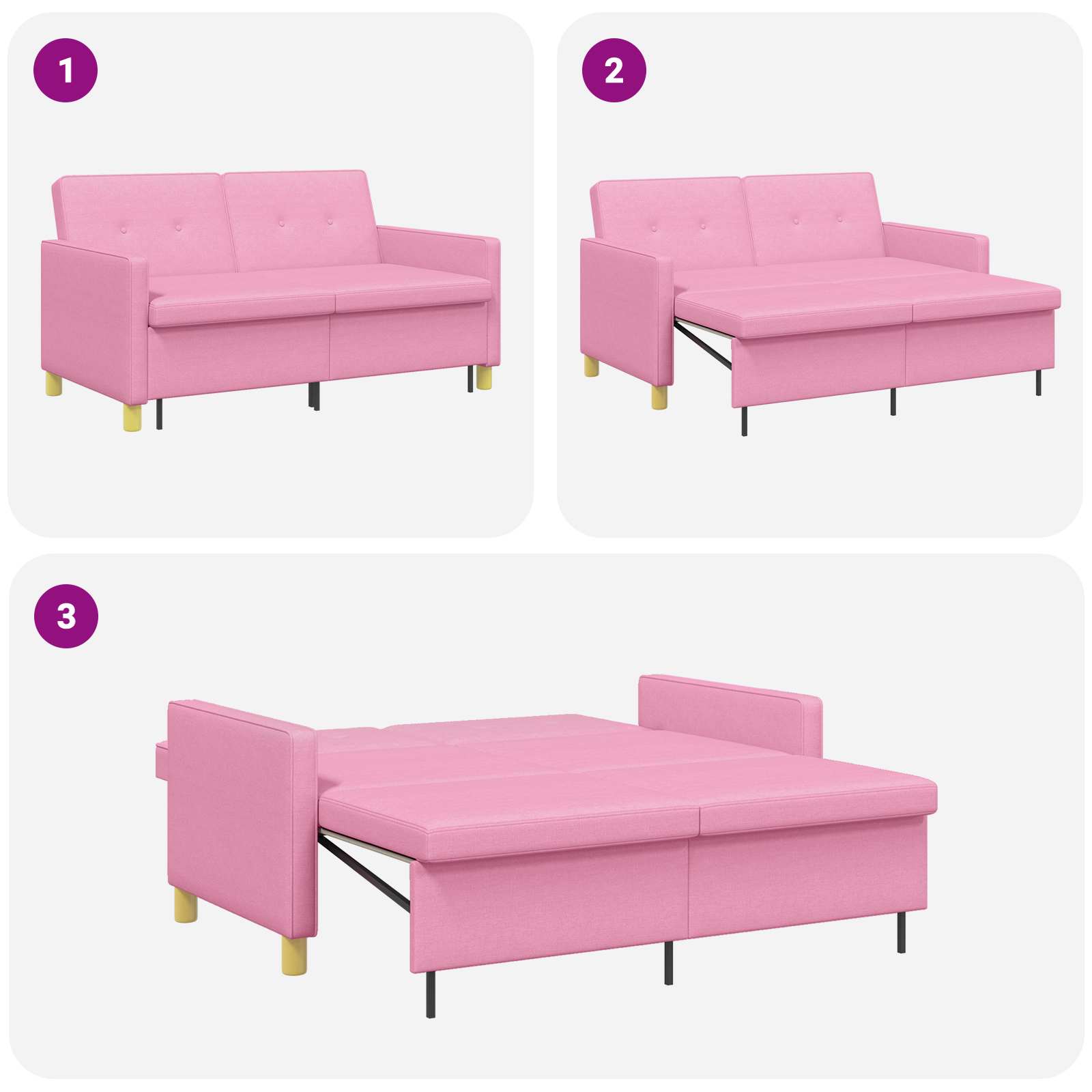 Krevet-sofa na razvlačenje Ružičasta Tkanina