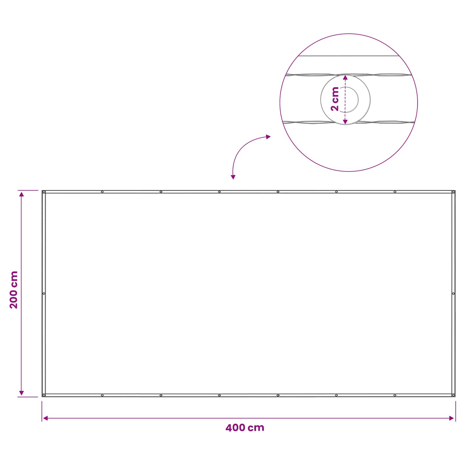 Zaslon za privatnost na balkonu 200 x 400 cm