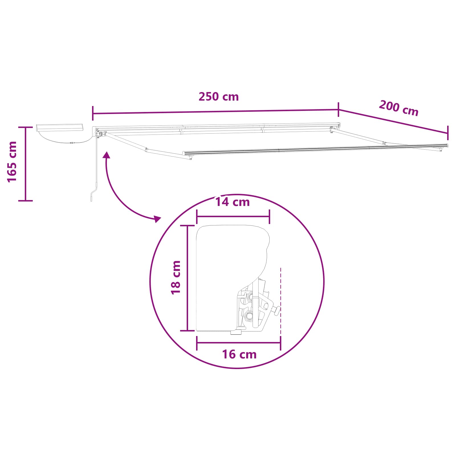 Električna retraktabilna tenda Pijesak 2,5 x 2 m