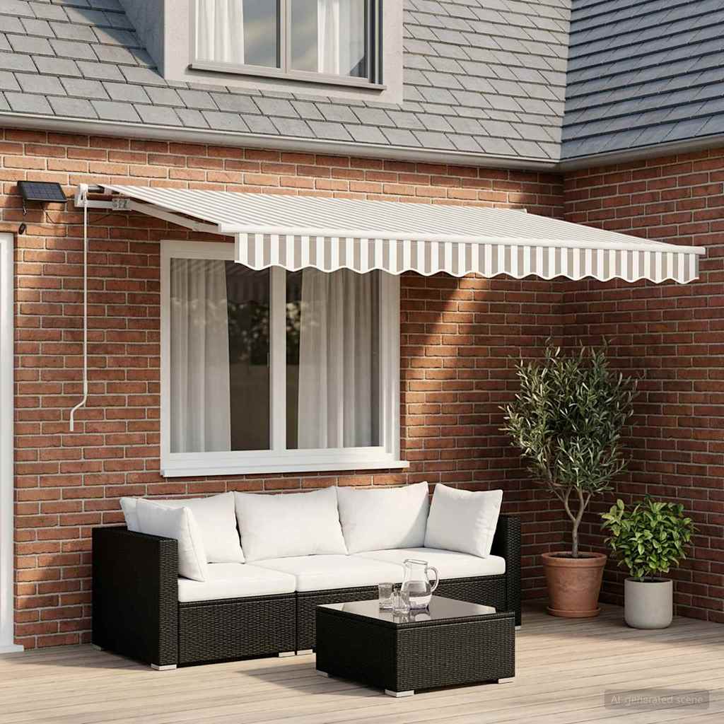 Povlačivi tende Svijetlo siva i bijela. 350 x 250 cm