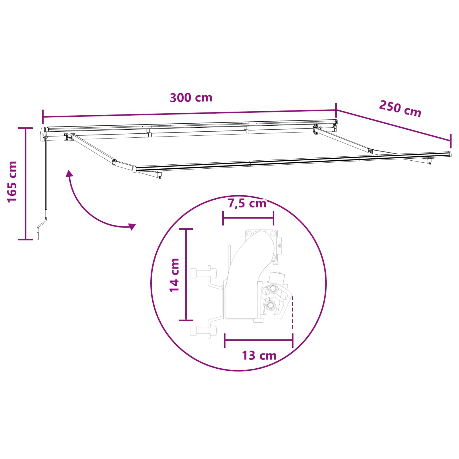 Povlačivi tende Pijesak 300 x 250 cm Poliester i aluminij