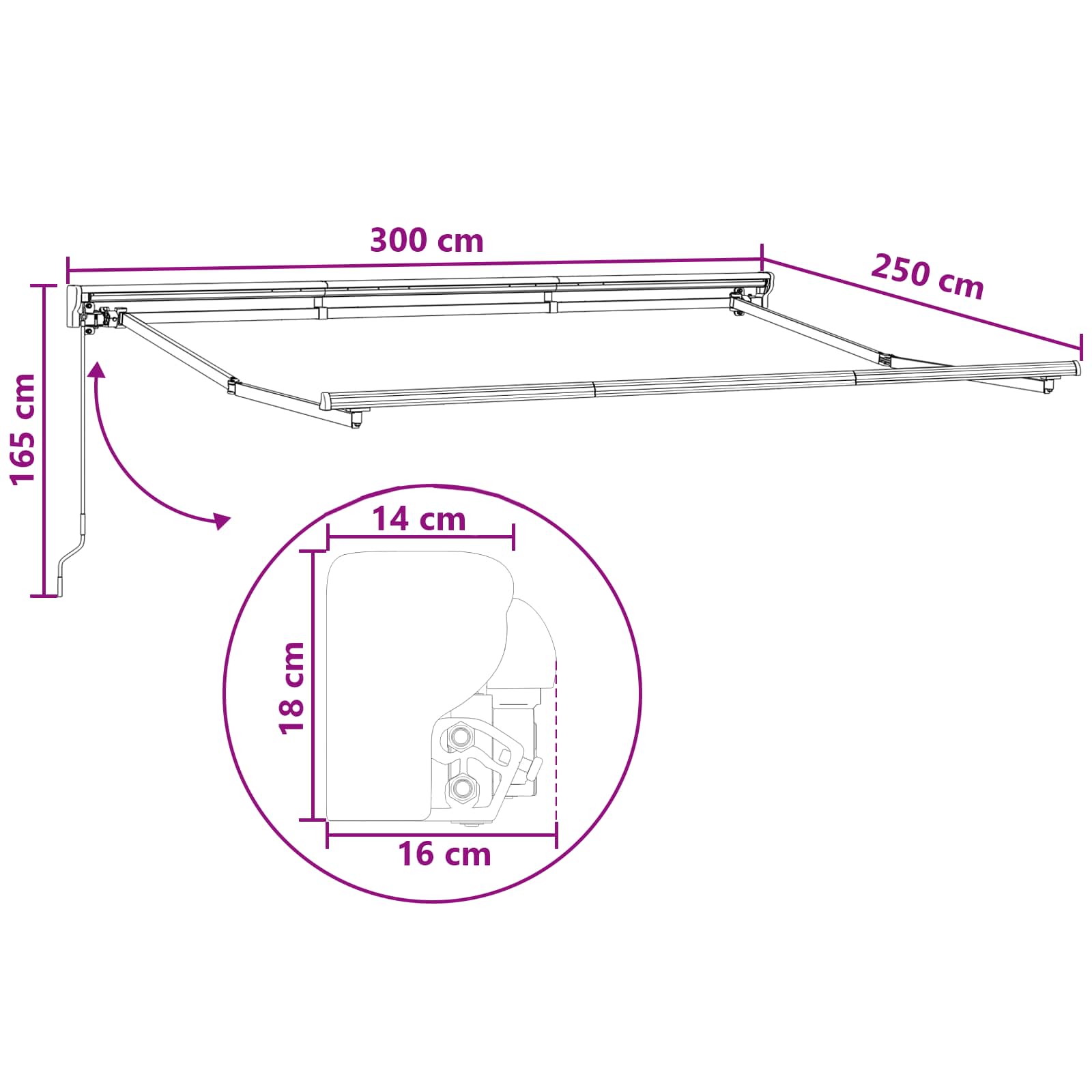 Ručno sklopiva tenda Svijetlo siva i bijela. 3 x 2,5 m